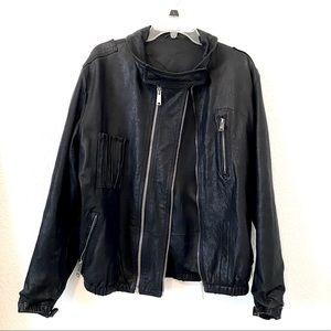 Simon Spurr Real Leather Jacket Black